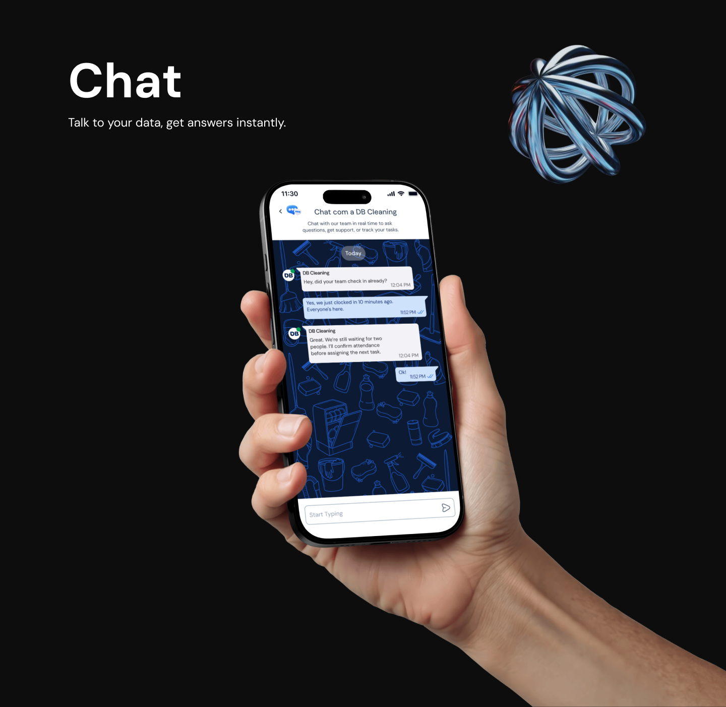 Chat do Team Leader App durante a operação